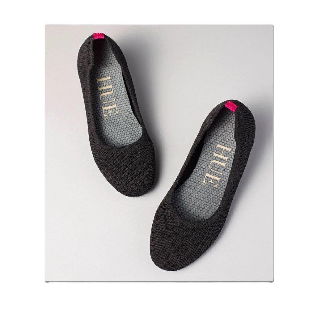 Hue Sofia Liflat Black Ballerina Flats NWOT
